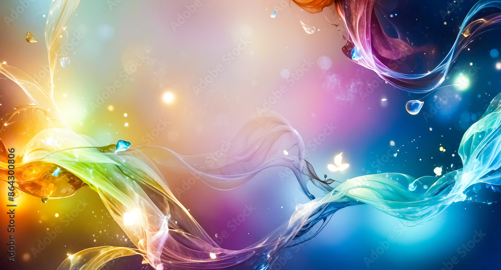 Poster abstract background with colorful swirls and glowing lights