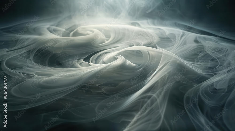 Poster ethereal mist symphony swirling fog and light creating abstract patterns on dark floor conceptual ph