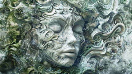 ethereal goddess gaia primordial earth personification in marble sculpture digital illustration