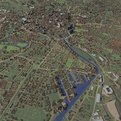 3D illustration of city and urban in Manchester England