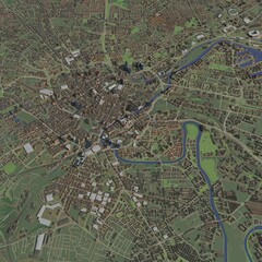 3D illustration of city and urban in Manchester England