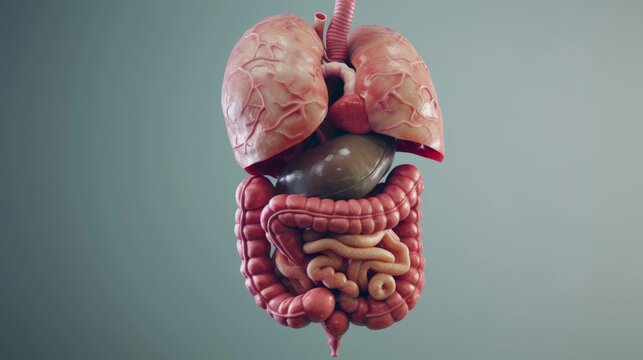 Human digestive system, showing all the major organs