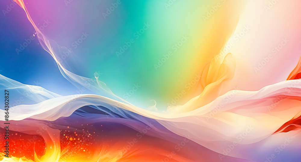 Poster abstract colorful background with flowing lines and sparkles