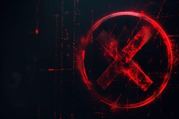 A red error icon in the shape of a cross within a circle against a dark background.