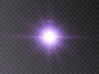 The effect of a bright flash of a special solar lens on a transparent background. Glowing blur effect. Vector illustration 10 EPS for web design