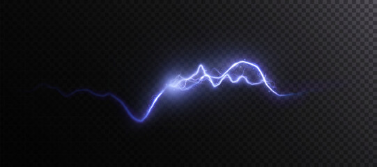 Abstract vector blue lightning on a black background. Blitz Lightning Thunder Light Sparks Storm Flash Thunderstorm. Strength Energy charge Thunder. Vector