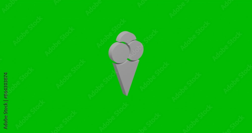Poster animation of rotation of a white ice cream balls symbol with shadow. simple and complex rotation. se