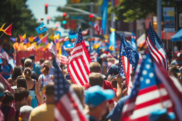 Patriotic Crowd Celebrates in USA Parade