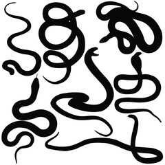 Silhouette venomous snake, snake collection, desert snake, isolated snake silhouette, animal collection,
Black and white venomous snake illustration