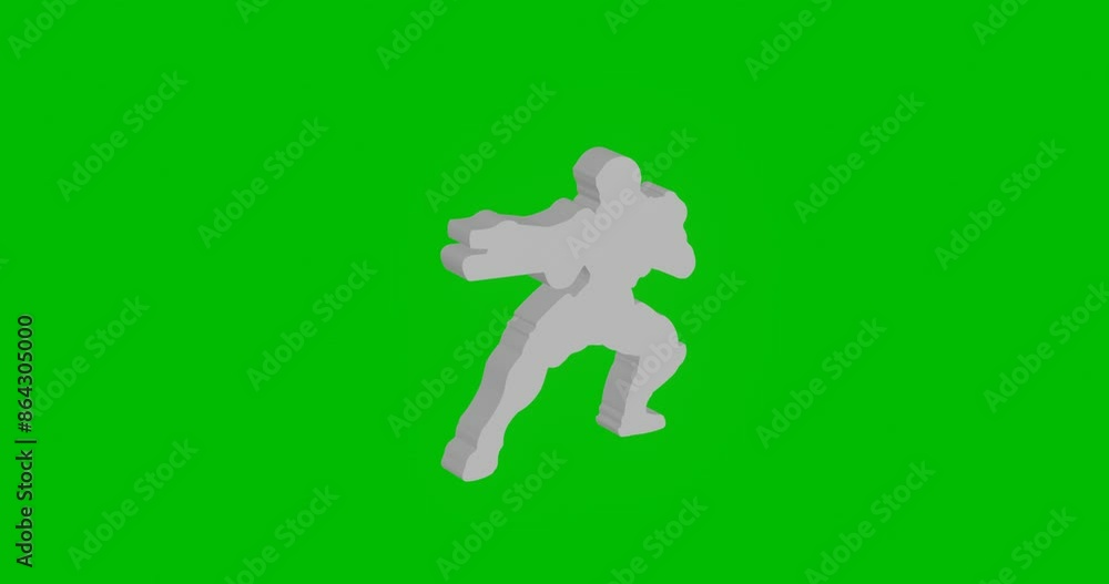 Poster animation of rotation of a white combat robot with shadow. simple and complex rotation. seamless loo