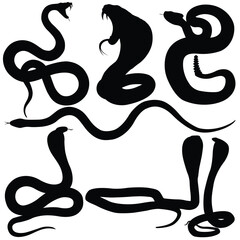 Silhouette venomous snake, snake collection, desert snake, isolated snake silhouette, animal collection,
Black and white venomous snake illustration