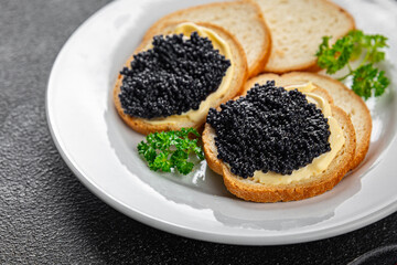 caviar lumpfish black caviar fresh seafood appetizer meal food snack on the table copy space food background