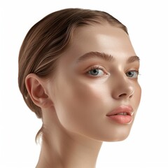 Naklejka premium portrait beautiful woman with clean skin on white background