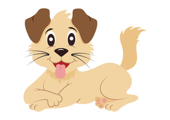 Cartoon Little Dog Vector Flat Designs Isolated on White Background