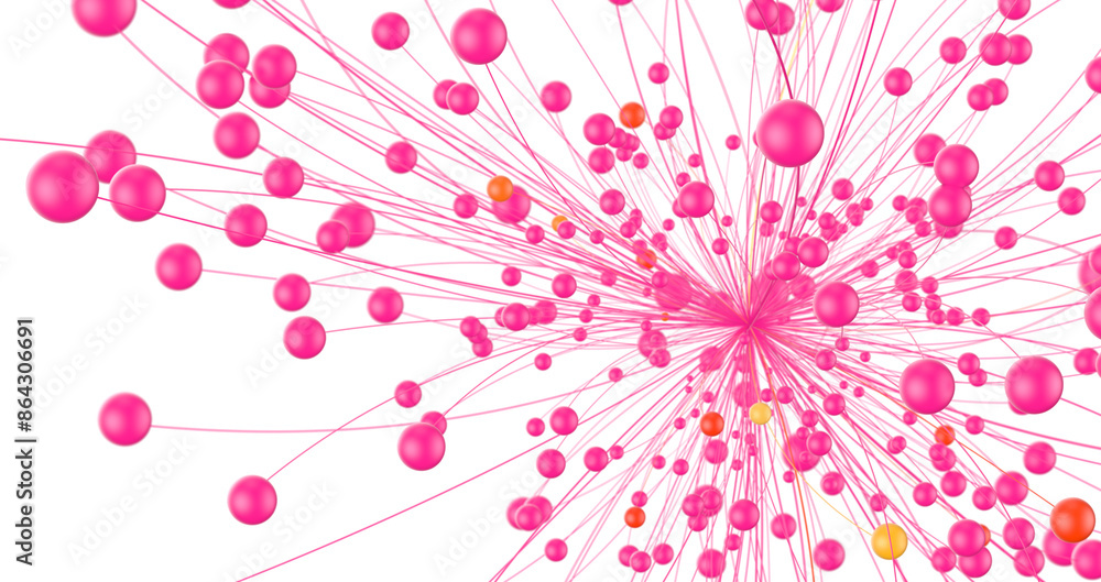 Fototapete Futuristic geometric double data flow background with connecting dots and lines. Abstract digital