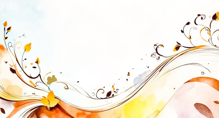 Abstract Watercolor Background with Floral Design