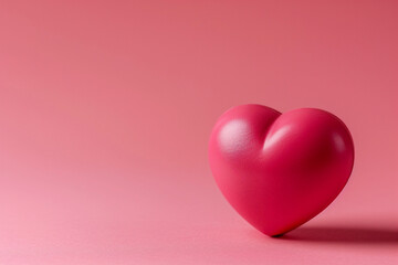 Pink red heart shape on the pink background with free space. 
Generative AI content.