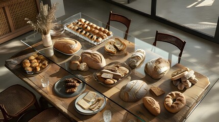 neatly arranged bread in the shop