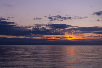 soft sunset at the lake beach