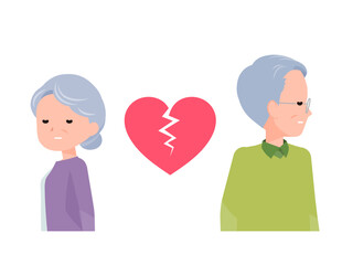 老人シニア夫婦男女。破局した二人。