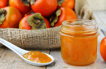 organic persimmon jam on the table