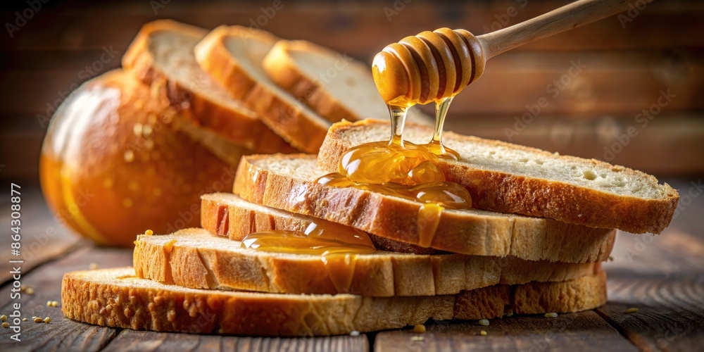 Sticker slices of bread drizzled with honey.