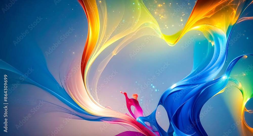 Poster abstract colorful swirls with glittering background