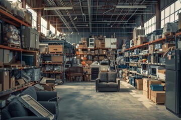 Fototapeta premium Warehouse full of furniture and appliances