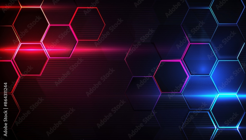 Poster futuristic hexagonal technology background with illuminated elements for a modern abstract design