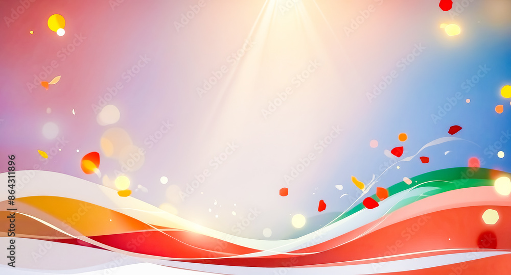 Poster abstract colorful background with waves and bokeh