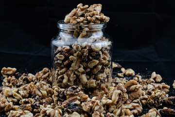 Walnut seeds on wooden table