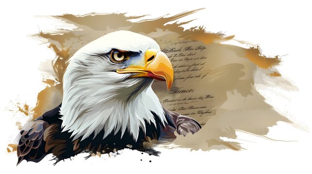 bald eagle portrait, white feathers, brown background clip art preview