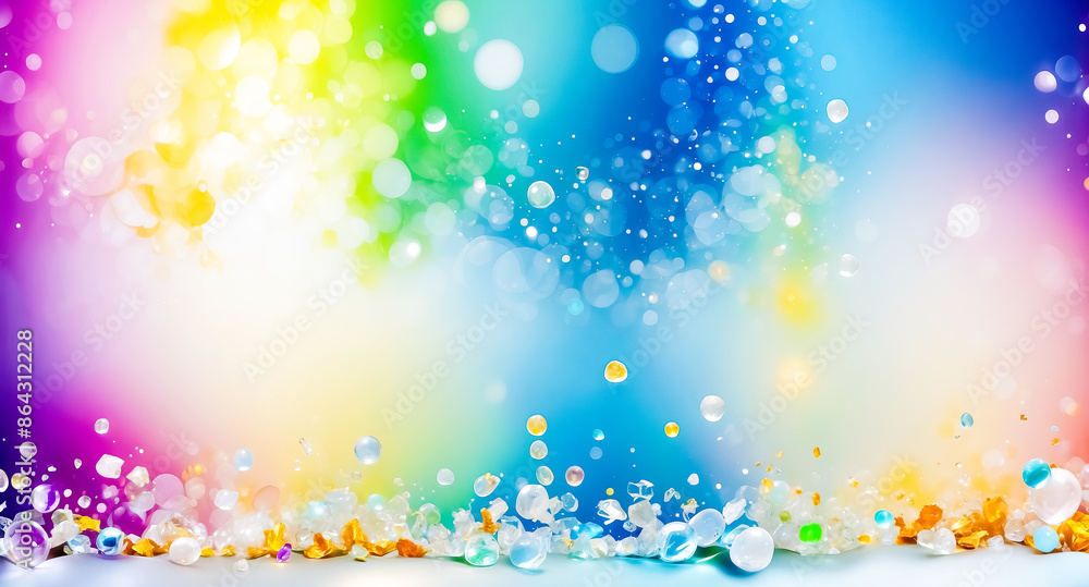 Poster abstract colorful bokeh background with shiny balls
