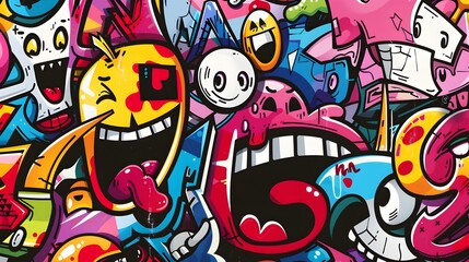 Graffiti Art Design with Urban Street Elements for Sticker or Shirt