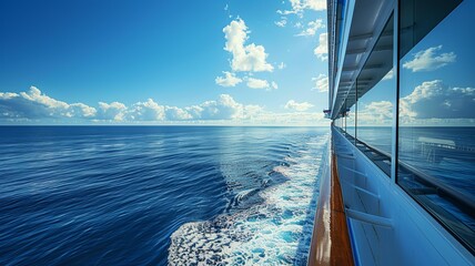 Fototapeta premium Experience the allure of travel through a professional photo of a cruise journey. The image encapsulates the essence of adventure and exploration
