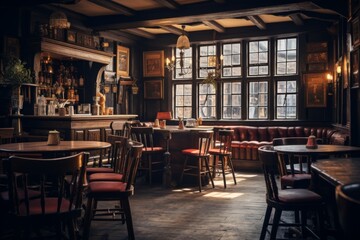 Obraz premium Interior of a empty old pub