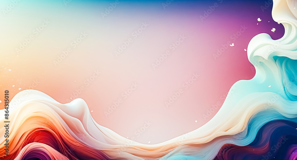 Poster abstract colorful swirls with floating white shapes