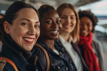 Obraz premium Group portrait of diverse flight crew