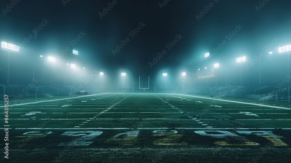 Canvas Prints Football field illuminated by stadium lights - Canvas Prints