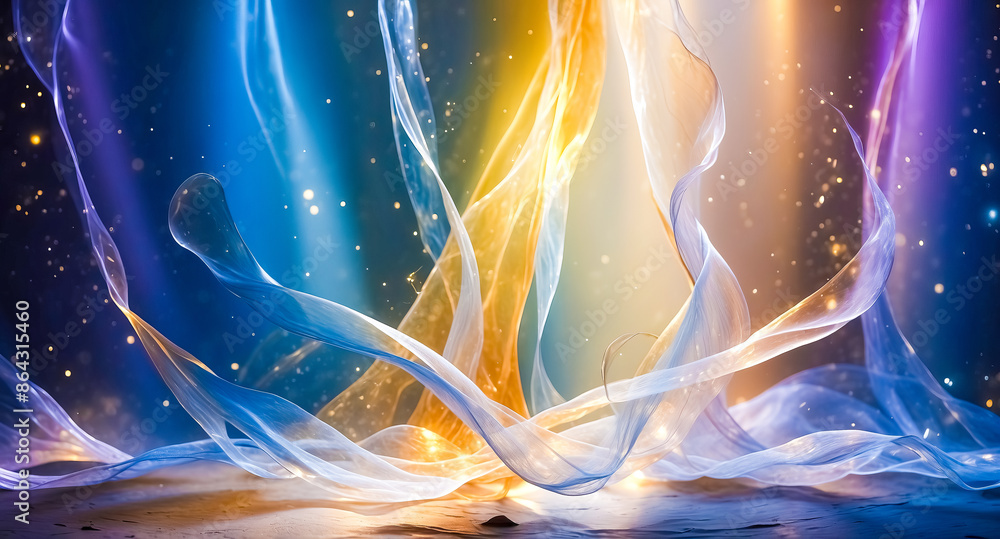 Poster abstract background with flowing fabric and light effects