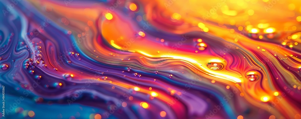 Poster vivid abstract fluid art with vibrant colors and intricate swirl patterns. perfect for modern backgr