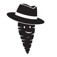silhouette carrot wearing hat vector illustration art