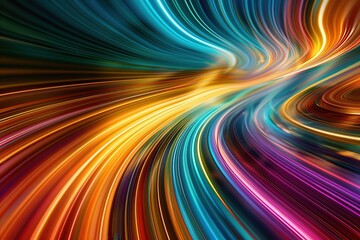 Obraz premium Dynamic Light Trails, Multicolored Flowing Lines, Vibrant Abstract Motion