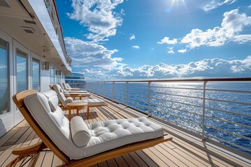 Fototapeta premium Experience the allure of travel through a professional photo of a cruise journey. The image encapsulates the essence of adventure and exploration