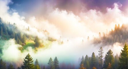 Misty Mountain Landscape with Soft Light