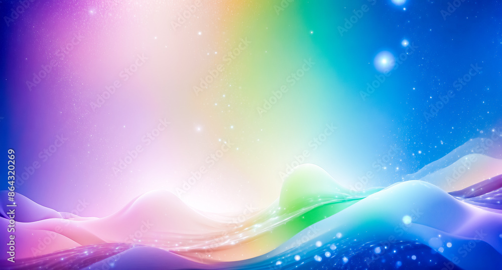 Poster abstract colorful background with wavy shapes and sparkle
