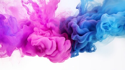 Colorful ink clouds in water with pink, purple, and blue hues.