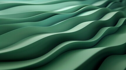 Obraz premium Green abstract wave pattern, smooth gradient. Modern design and texture concept
