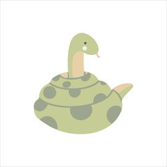 Funny childish and cute snake character, hand drawn vector illustration.  Safari and first animal