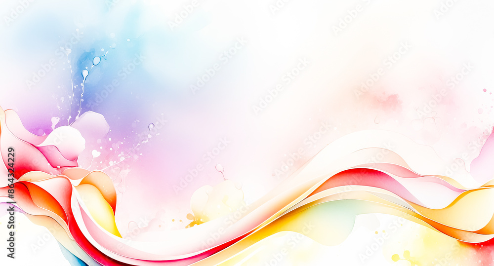 Poster abstract watercolor background with colorful wavy lines
